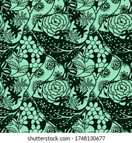 Zentwinkelblumen. Nahtloses Muster. Trendy