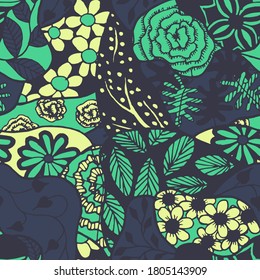 Zentangle Flowers. Seamless Pattern. Trendy