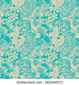 Zentangle Flowers. Seamless Pattern. Trendy