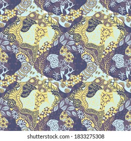Flores Zentangle. Patrón sin inconvenientes. Trendy