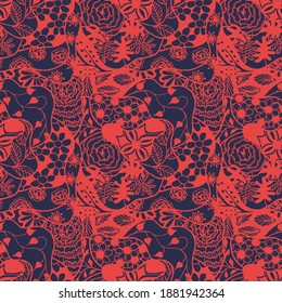 Zentangle Flowers. Seamless Pattern. Trendy