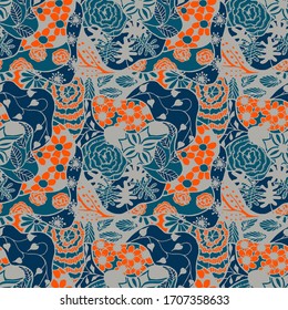 Zentangle Flowers. Seamless Pattern. Vintage