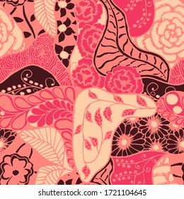 Zentangle Flowers. Seamless Pattern. Vintage