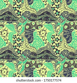 Zentangle Flowers. Seamless Pattern. Vintage