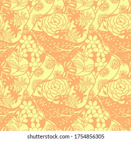 Zentangle Flowers. Seamless Pattern. Vintage