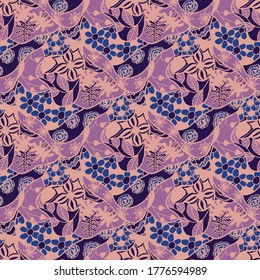 Zentangle Flowers. Seamless Pattern. Vintage