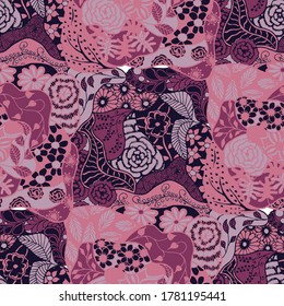 Zentangle Flowers. Seamless Pattern. Vintage