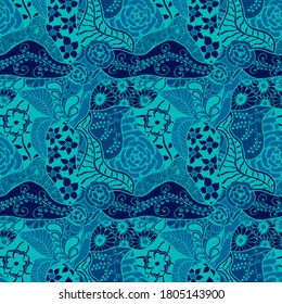 Zentangle Flowers. Seamless Pattern. Vintage