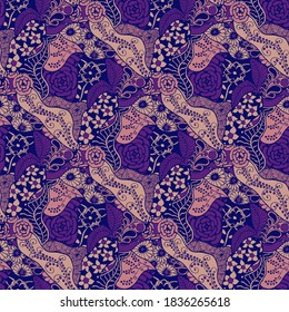 Zentangle Flowers. Seamless Pattern. Vintage
