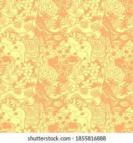 Zentangle Flowers. Seamless Pattern. Vintage