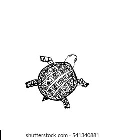 Zentangle graphic turtle. Hand drawn style vector illustration. Good for tattoo and design ethnic projects. Tribal totem animal