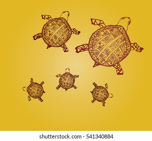 Zentangle graphic turtle. Hand drawn style vector illustration. Good for tattoo and design ethnic projects. Tribal totem animal