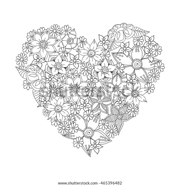 Zentangle Heart Zentangle Abstract Flowers Zentangle Stock - 