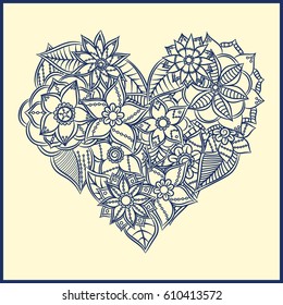 Zentangle heart.  Vector illustration