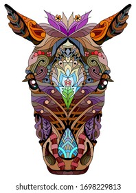 Zentangle horse head. Hand drawn decorative vector illustration.