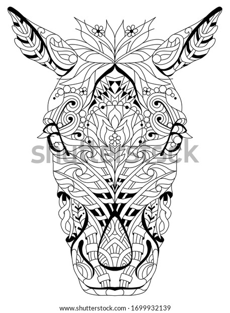Vector De Stock Libre De Regalias Sobre Cabeza De Caballo Zentangle Con Mandala 1699932139