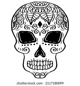 Zentangle human skull drawing illustration