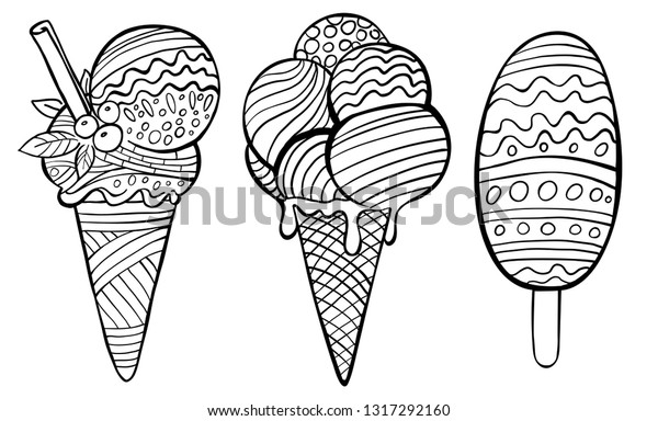 Download Zentangle Ice Cream Set Coloring Book Stock Vector Royalty Free 1317292160