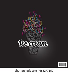 Zentangle ice cream,logo hand drawn design. vector file