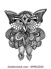 zentangle illustration of owl