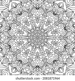 Zentangle inspired mandala zen doodle illustration with tribal boho chic ornaments. Oriental ornamental background.