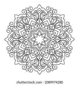 Zentangle inspired mandala zen doodle illustration with tribal boho chic ornaments. Oriental ornamental background.
