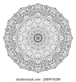 Zentangle inspired mandala zen doodle illustration with tribal boho chic ornaments. Oriental ornamental background.
