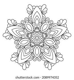 Zentangle inspired mandala zen doodle illustration with tribal boho chic ornaments. Oriental ornamental background.
