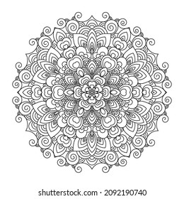 Zentangle inspired mandala zen doodle illustration with tribal boho chic ornaments. Oriental ornamental background.