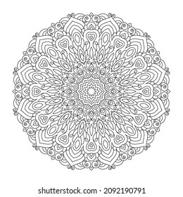 La ilustración de doodle de mandala zen inspirada en Zentangle con adornos tribales de boho chic. Fondo ornamental oriental.