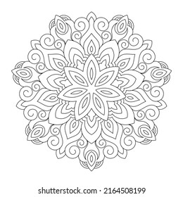 La ilustración de doodle de mandala zen inspirada en Zentangle con adornos tribales de boho chic. Fondo ornamental oriental.