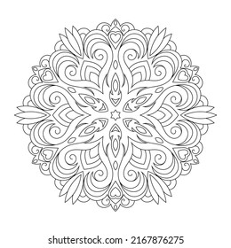 Zentangle inspired mandala zen doodle illustration with tribal boho chic ornaments. Oriental ornamental background.