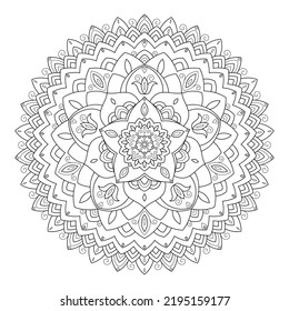 La ilustración de doodle de mandala zen inspirada en Zentangle con adornos tribales de boho chic. Ilustración ornamental oriental.