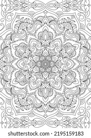 Zentangle inspired mandala zen doodle illustration with tribal boho chic ornaments. Oriental ornamental illustration.