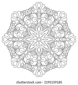 Zentangle inspired mandala zen doodle illustration with tribal boho chic ornaments. Oriental ornamental illustration.