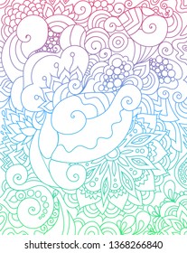 Zentangle inspired oriental design template with copy space and doodle ornaments. 