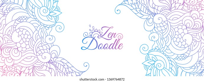 Zentangle inspired oriental design template with copy space and doodle ornaments. 