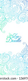 Zentangle inspired oriental design template with copy space and doodle ornaments. 