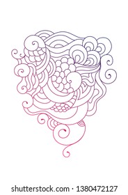 Zentangle inspired oriental design template with doodle ornaments