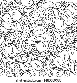 Zentangle inspired oriental seamless repeating pattern with doodle ornaments 