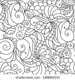 Zentangle inspired oriental seamless repeating pattern with doodle ornaments. Hippie, gypsy, bohemian, tribal, native, traditional repeating ornament.