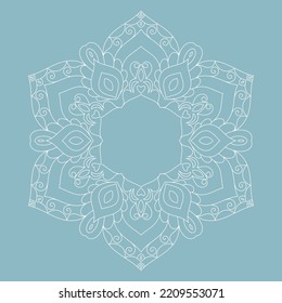 Zentangle inspiró la ilustración de doodle zen con adornos tribales de boho chic. Antecedentes de Mandala. Ilustración ornamental oriental. Marco bohemio para medios sociales con espacio de copia.