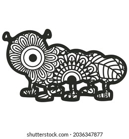 Zentangle  Сaterpillar  isolated on white background. Vector illustration
