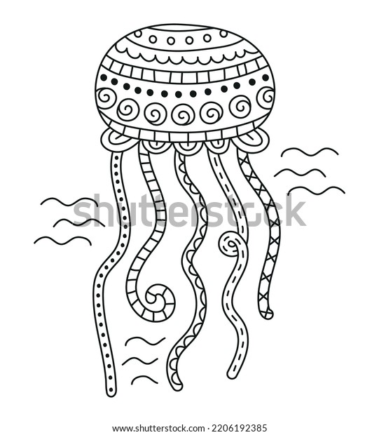 Zentangle Jellyfish Ocean Vector Illustration Stock Vector (Royalty