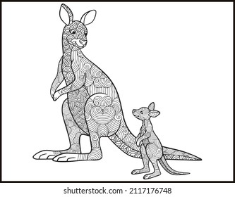 Zentangle Kangaroo Coloring Page Vector Kangaroo Stock Vector (Royalty ...