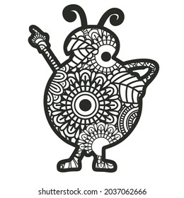 Zentangle Ladybug  isolated on white background. Vector illustration