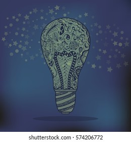 Zentangle lightbulb. Vector Illustration