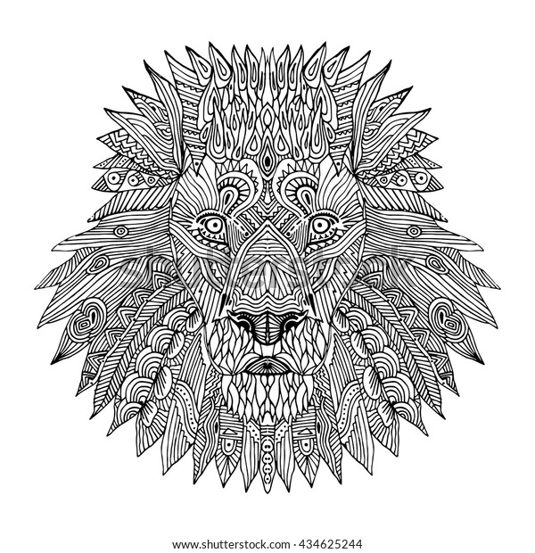 Zentangle Lion Hand Drawn Picture Adult Stock Vector Royalty Free