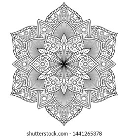 Zentangle mandala for antistress coloring book page, tatoo, yoga design and other