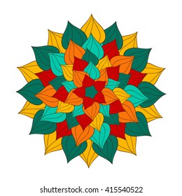 Zentangle mandala background - for coloring book and adults. Flower mandala